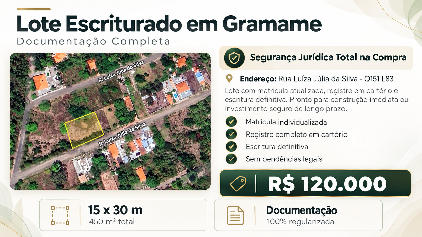 LOTE ESCRITURADO À VENDA EM GRAMAME – JOÃO PESSOA